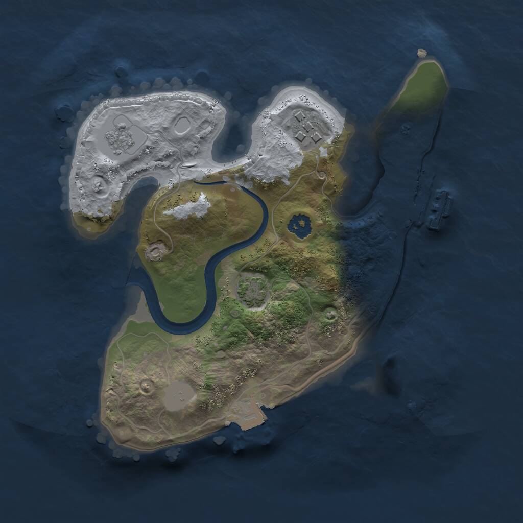 Rust Map: Procedural Map, Size: 2200, Seed: 332265643, 5 Monuments