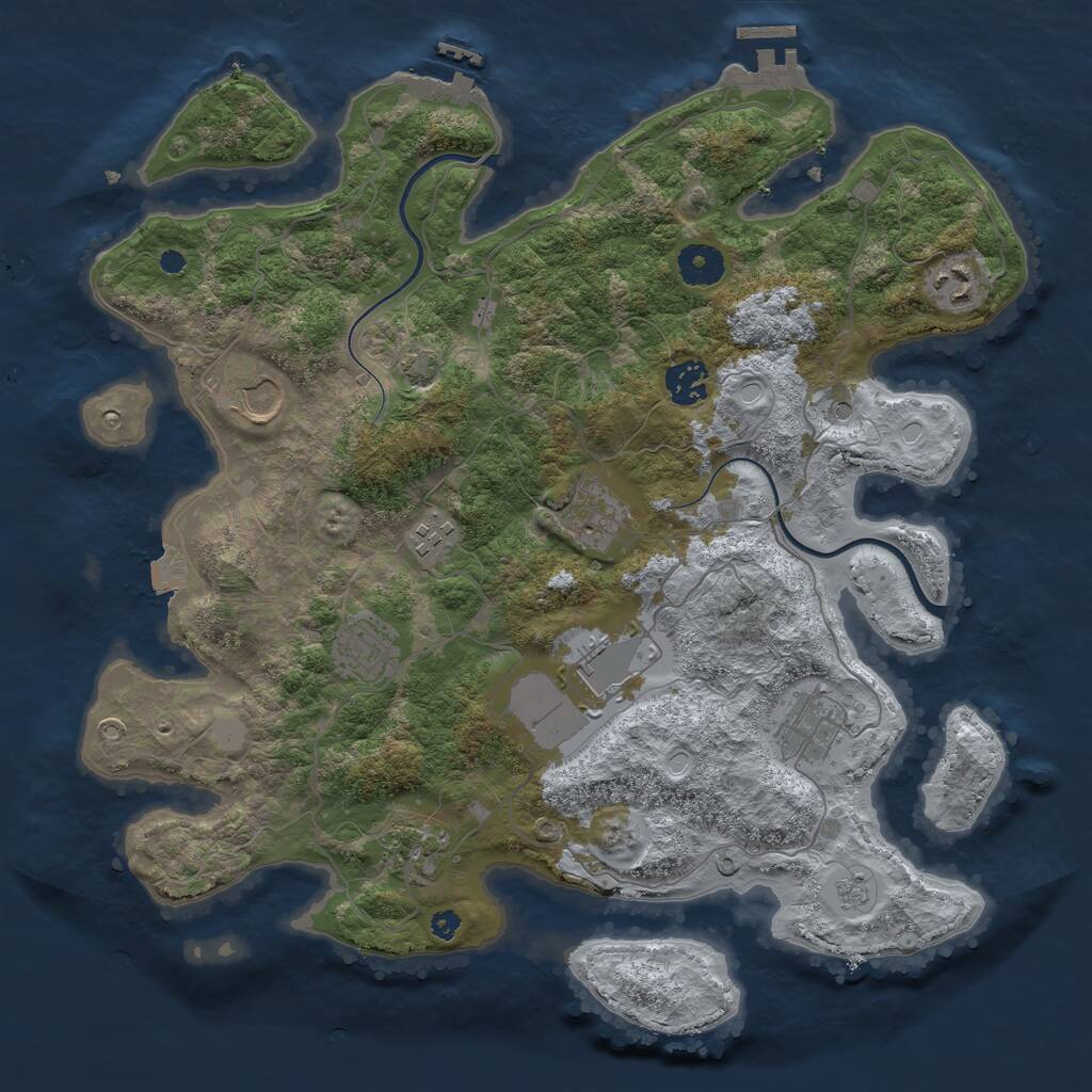 Rust Map: Procedural Map, Size: 3700, Seed: 10702, 15 Monuments