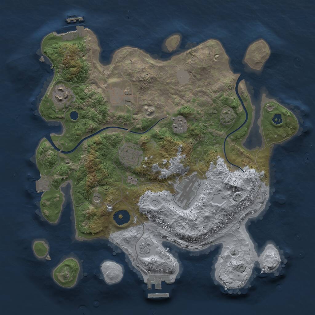 Rust Map: Procedural Map, Size: 3000, Seed: 235272523, 11 Monuments