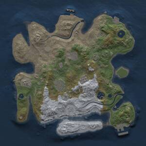 Thumbnail Rust Map: Procedural Map, Size: 3000, Seed: 7649, 10 Monuments