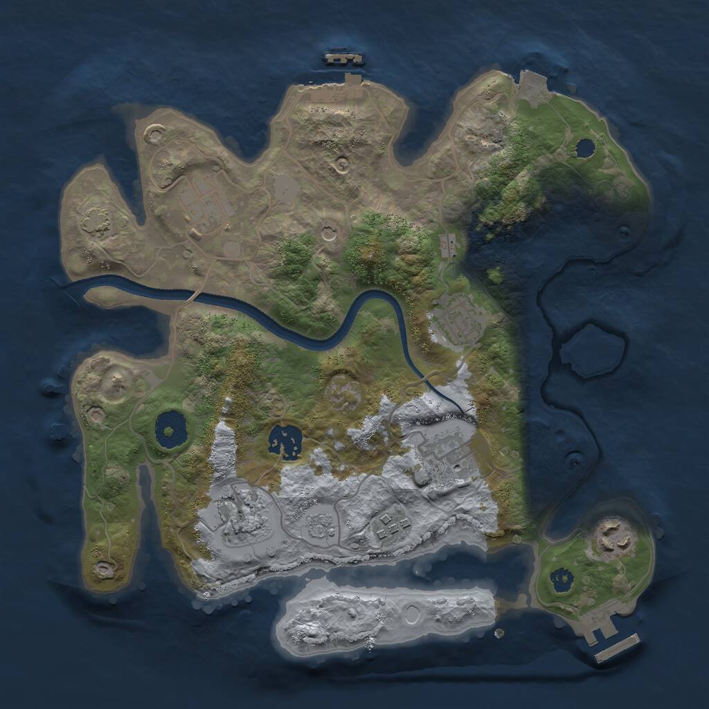Rust Map: Procedural Map, Size: 3000, Seed: 7649, 13 Monuments