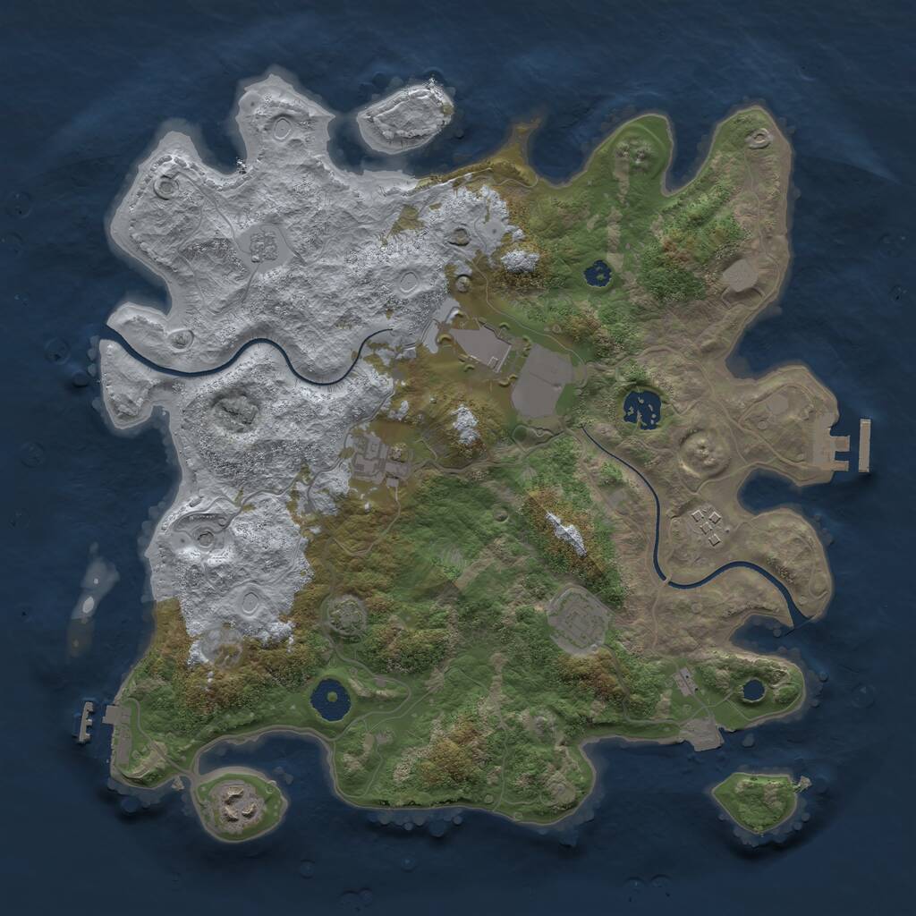 Rust Map: Procedural Map, Size: 3500, Seed: 590984900, 12 Monuments