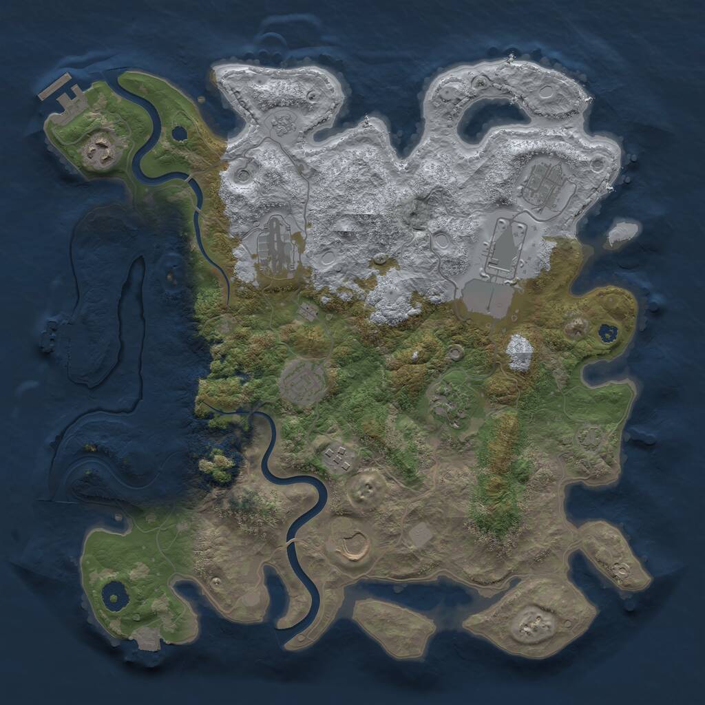 Rust Map: Procedural Map, Size: 3750, Seed: 1548264476, 14 Monuments