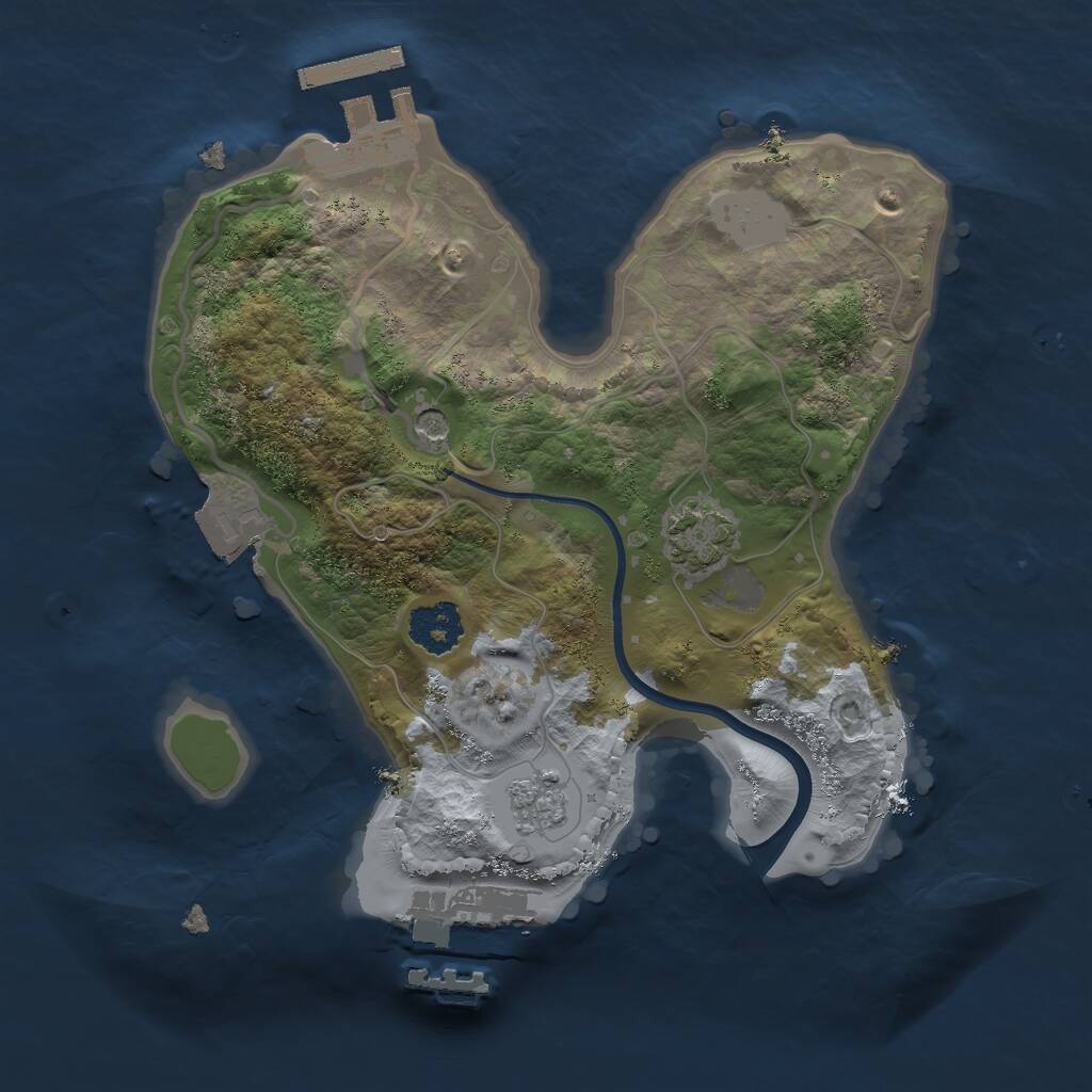 Rust Map: Procedural Map, Size: 2070, Seed: 50000, 6 Monuments
