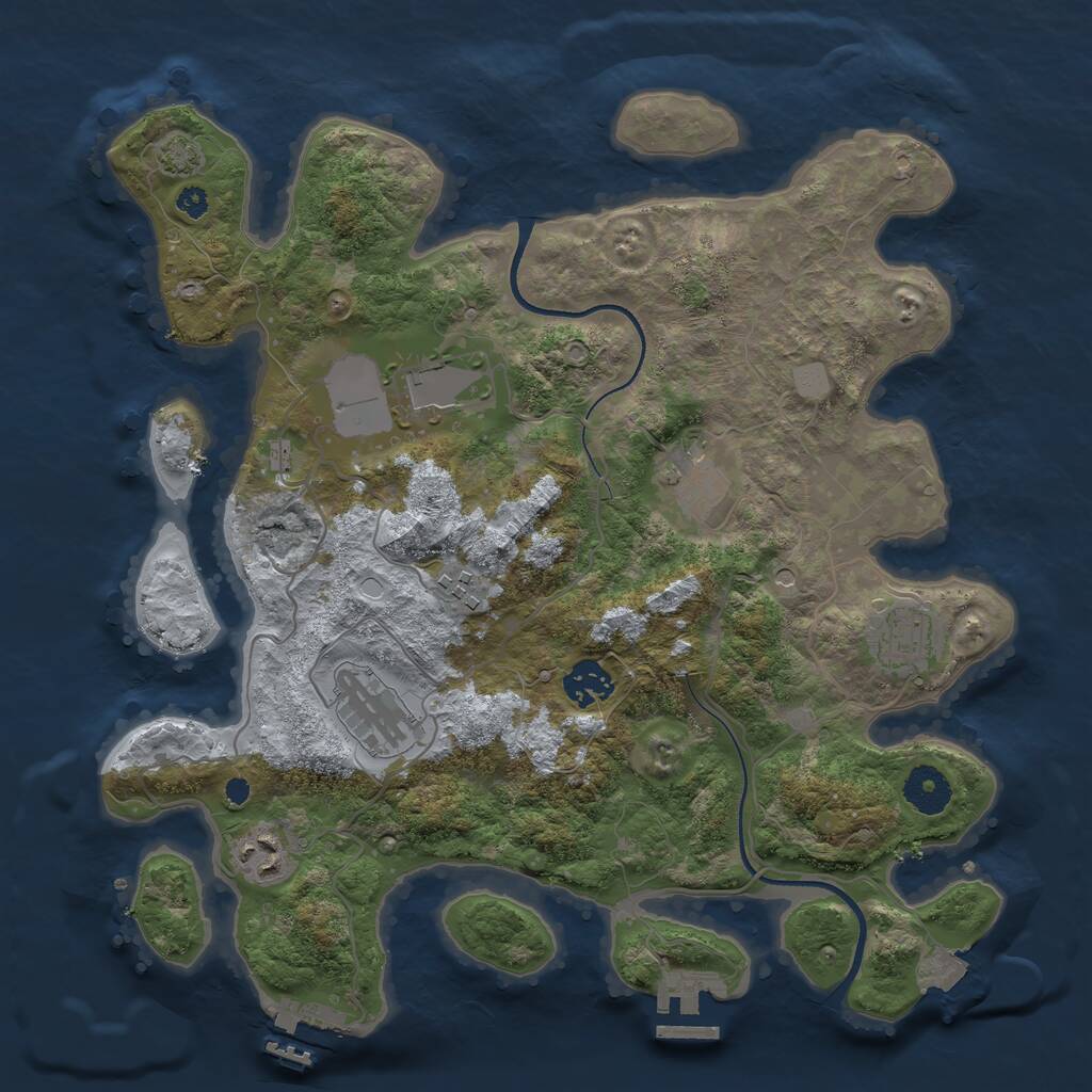 Rust Map: Procedural Map, Size: 3500, Seed: 283801718, 12 Monuments