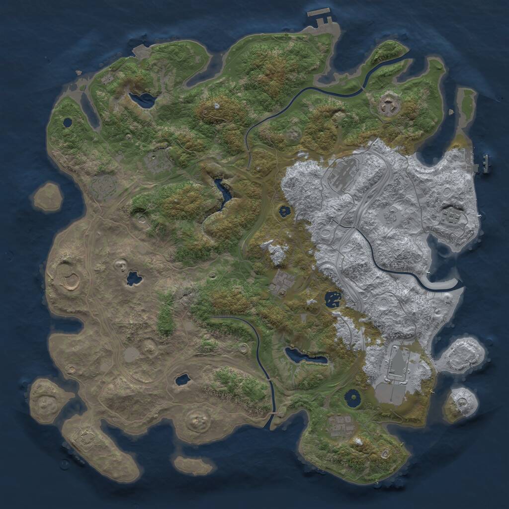 Rust Map: Procedural Map, Size: 4500, Seed: 2867847, 16 Monuments