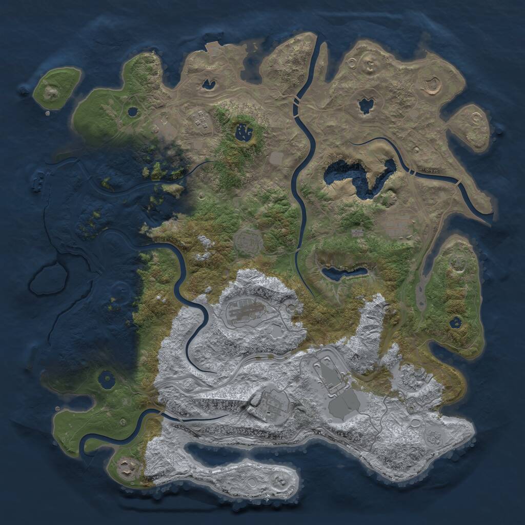 Rust Map: Procedural Map, Size: 4500, Seed: 568322826, 17 Monuments
