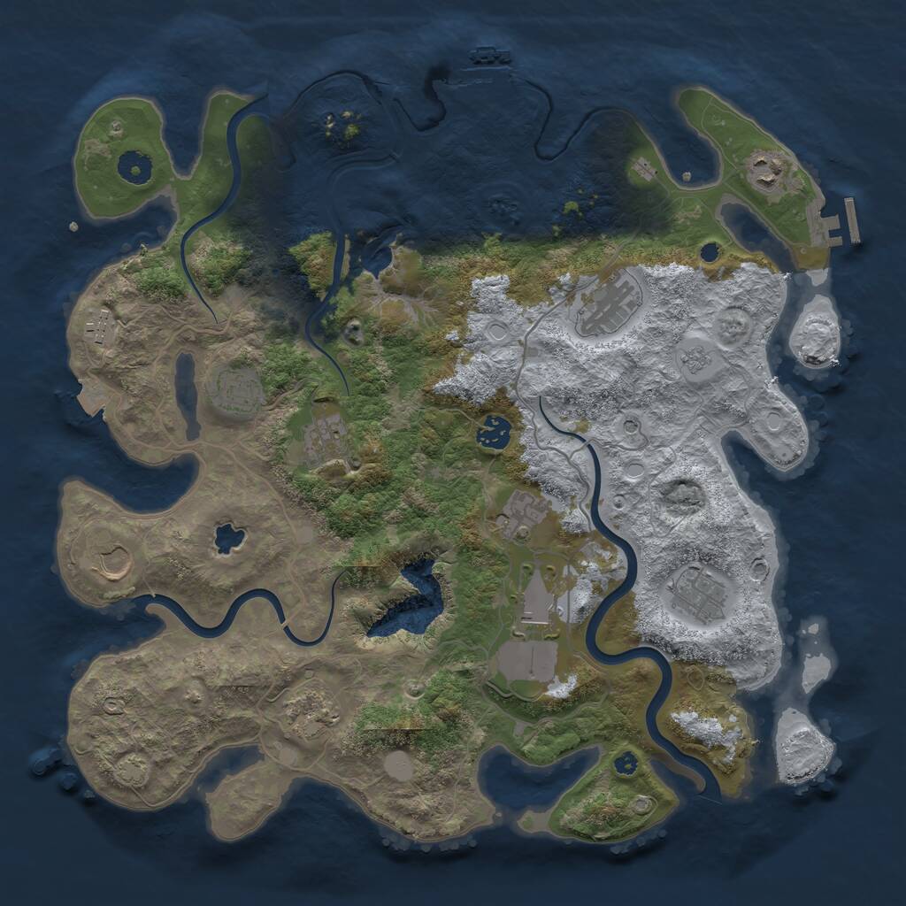 Rust Map: Procedural Map, Size: 4000, Seed: 93591, 17 Monuments