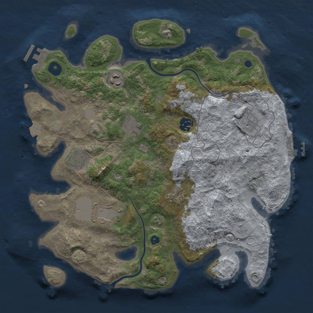 Rust Map: Procedural Map, Size: 3500, Seed: 382205099, 14 Monuments