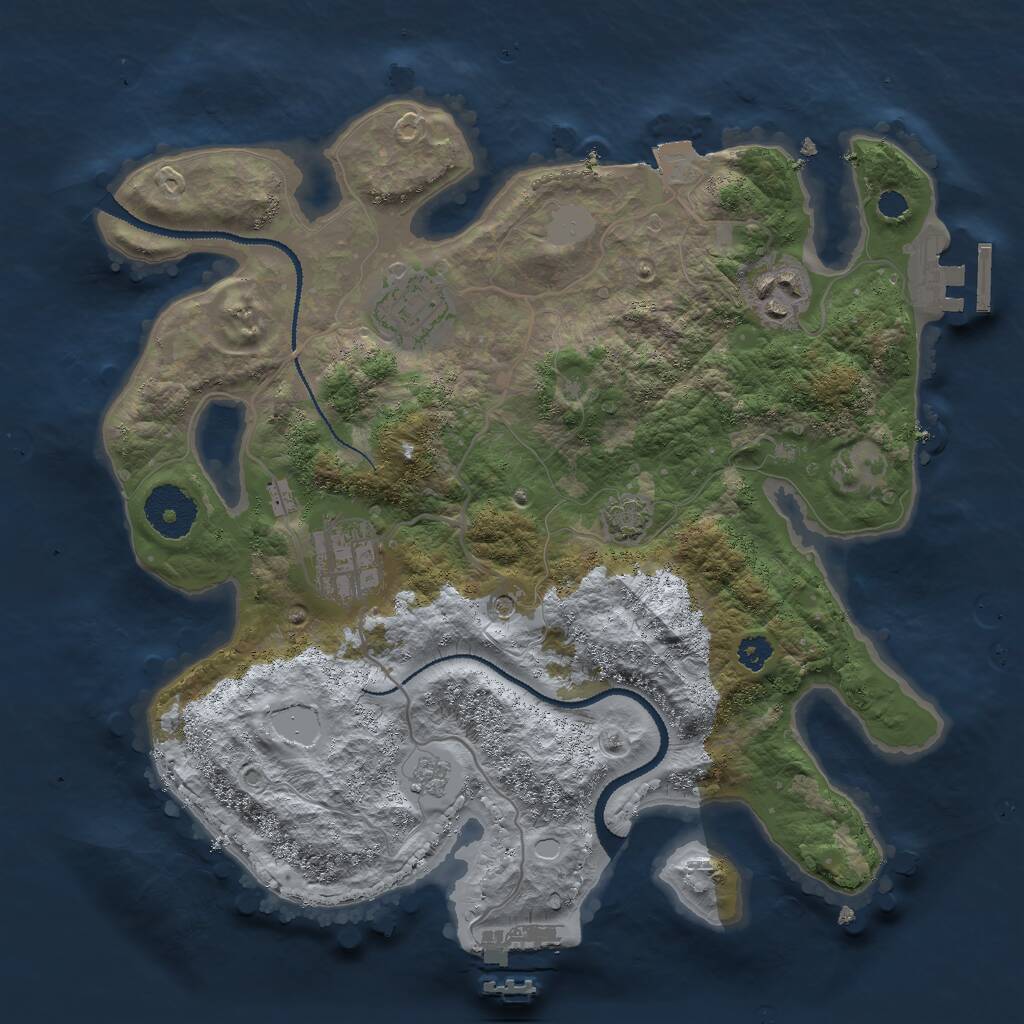 Rust Map: Procedural Map, Size: 3000, Seed: 4257091, 9 Monuments