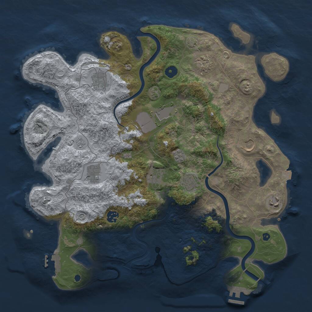 Rust Map: Procedural Map, Size: 3950, Seed: 246945024, 16 Monuments