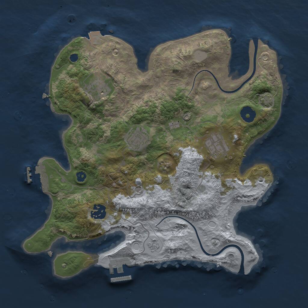 Rust Map: Procedural Map, Size: 3000, Seed: 6206, 10 Monuments