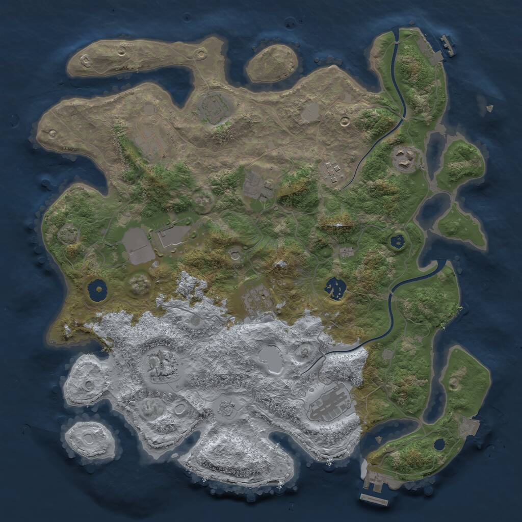 Rust Map: Procedural Map, Size: 3750, Seed: 1907853286, 16 Monuments