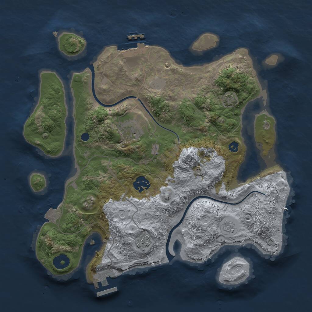 Rust Map: Procedural Map, Size: 3000, Seed: 1982451070, 8 Monuments