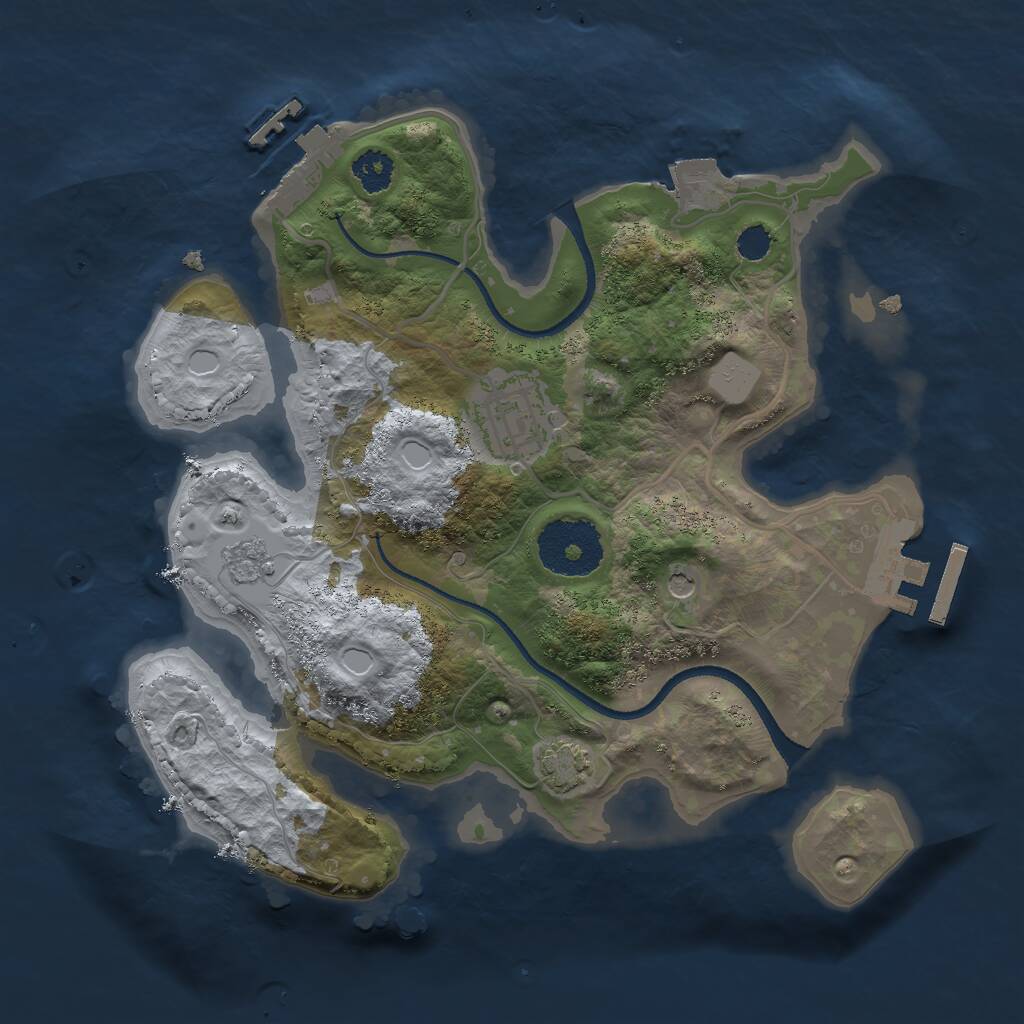 Rust Map: Procedural Map, Size: 2500, Seed: 147647650, 7 Monuments