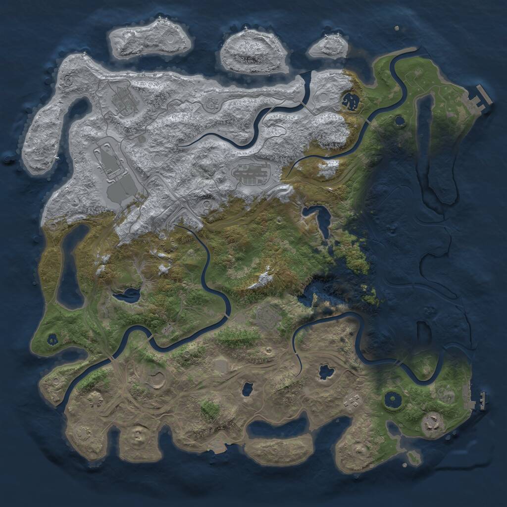 Rust Map: Procedural Map, Size: 4500, Seed: 345782, 14 Monuments