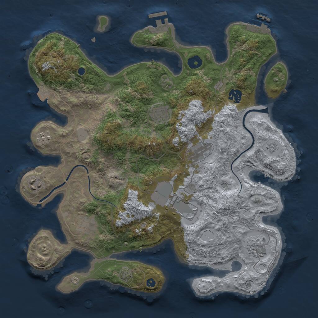 Rust Map: Procedural Map, Size: 3500, Seed: 321457243, 14 Monuments