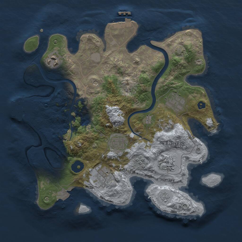 Rust Map: Procedural Map, Size: 3000, Seed: 1877887780, 12 Monuments