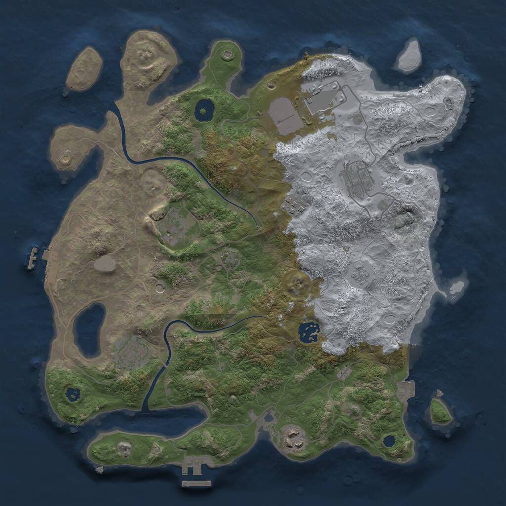 Rust Map: Procedural Map, Size: 3500, Seed: 20250122, 13 Monuments