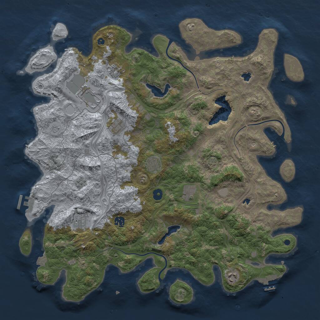 Rust Map: Procedural Map, Size: 4500, Seed: 1640310786, 15 Monuments