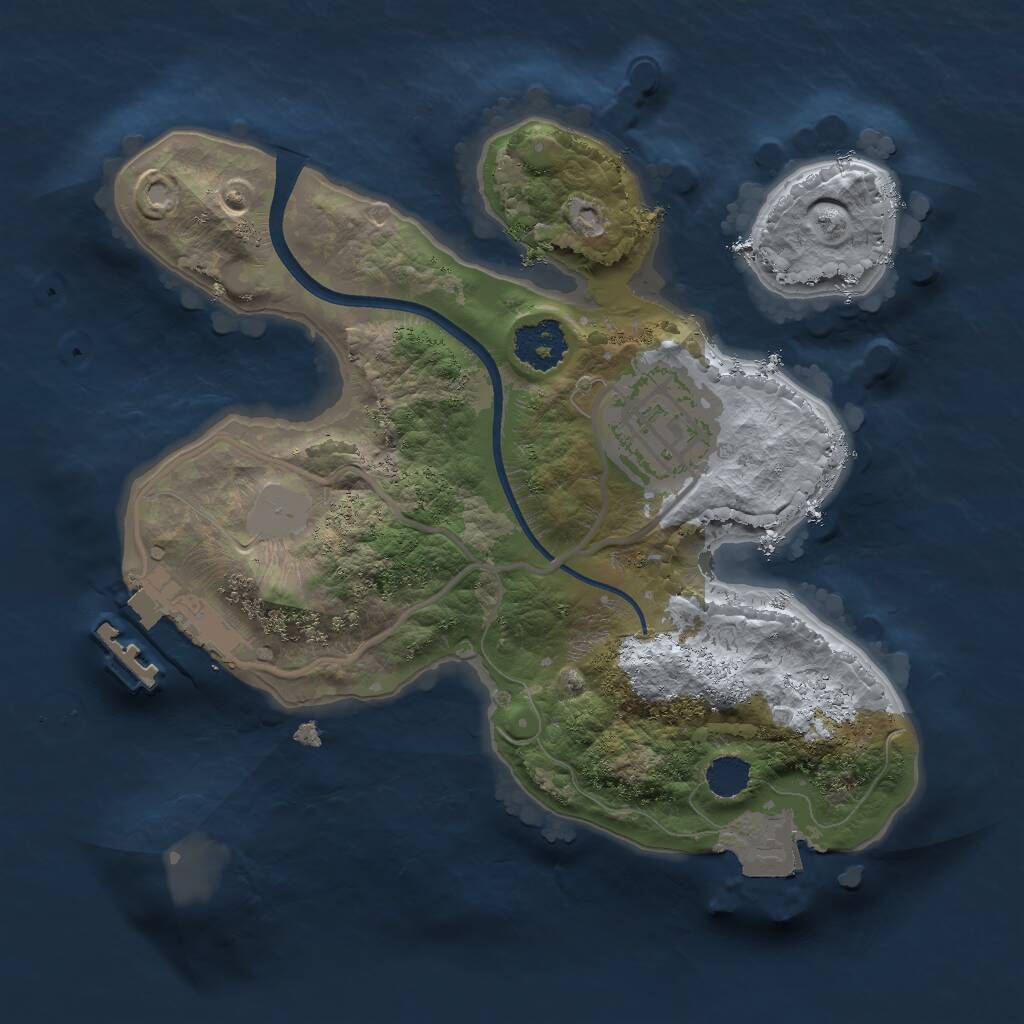 Rust Map: Procedural Map, Size: 2000, Seed: 676854, 3 Monuments