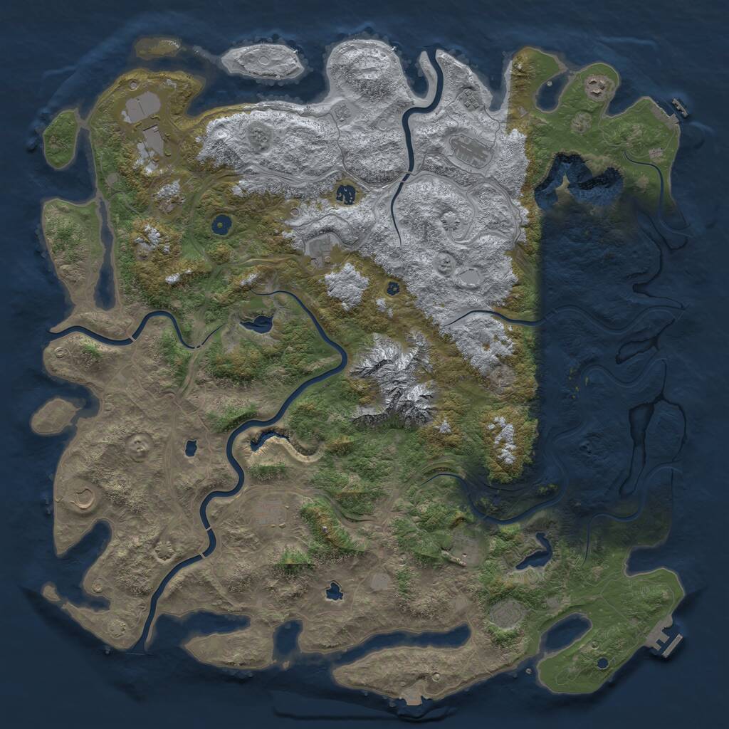Rust Map: Procedural Map, Size: 5500, Seed: 266594434, 17 Monuments