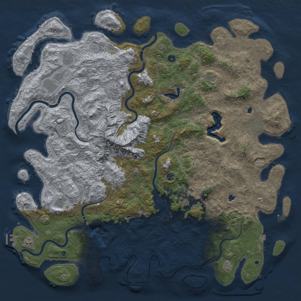 Rust Map: Procedural Map, Size: 6000, Seed: 1990518338, 17 Monuments