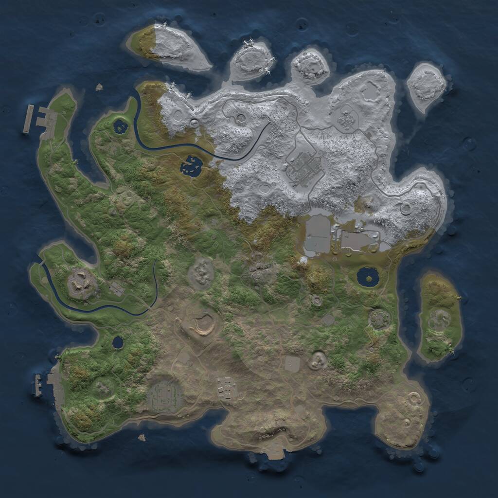Rust Map: Procedural Map, Size: 3500, Seed: 464, 13 Monuments