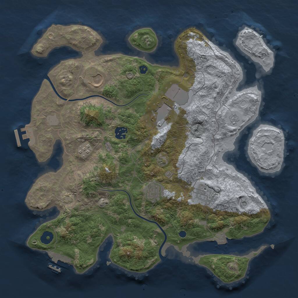 Rust Map: Procedural Map, Size: 3500, Seed: 831750465, 12 Monuments