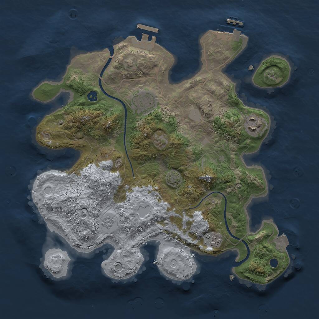 Rust Map: Procedural Map, Size: 3000, Seed: 4056739, 8 Monuments