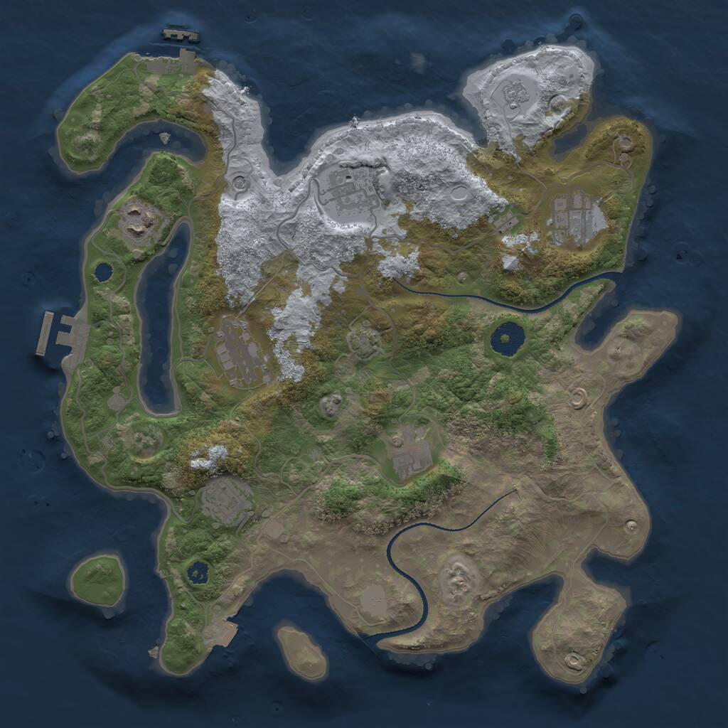 Rust Map: Procedural Map, Size: 3300, Seed: 1911902486, 12 Monuments