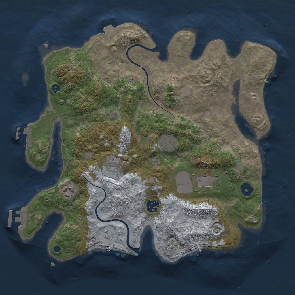 Rust Map: Procedural Map, Size: 3500, Seed: 1843214320, 12 Monuments