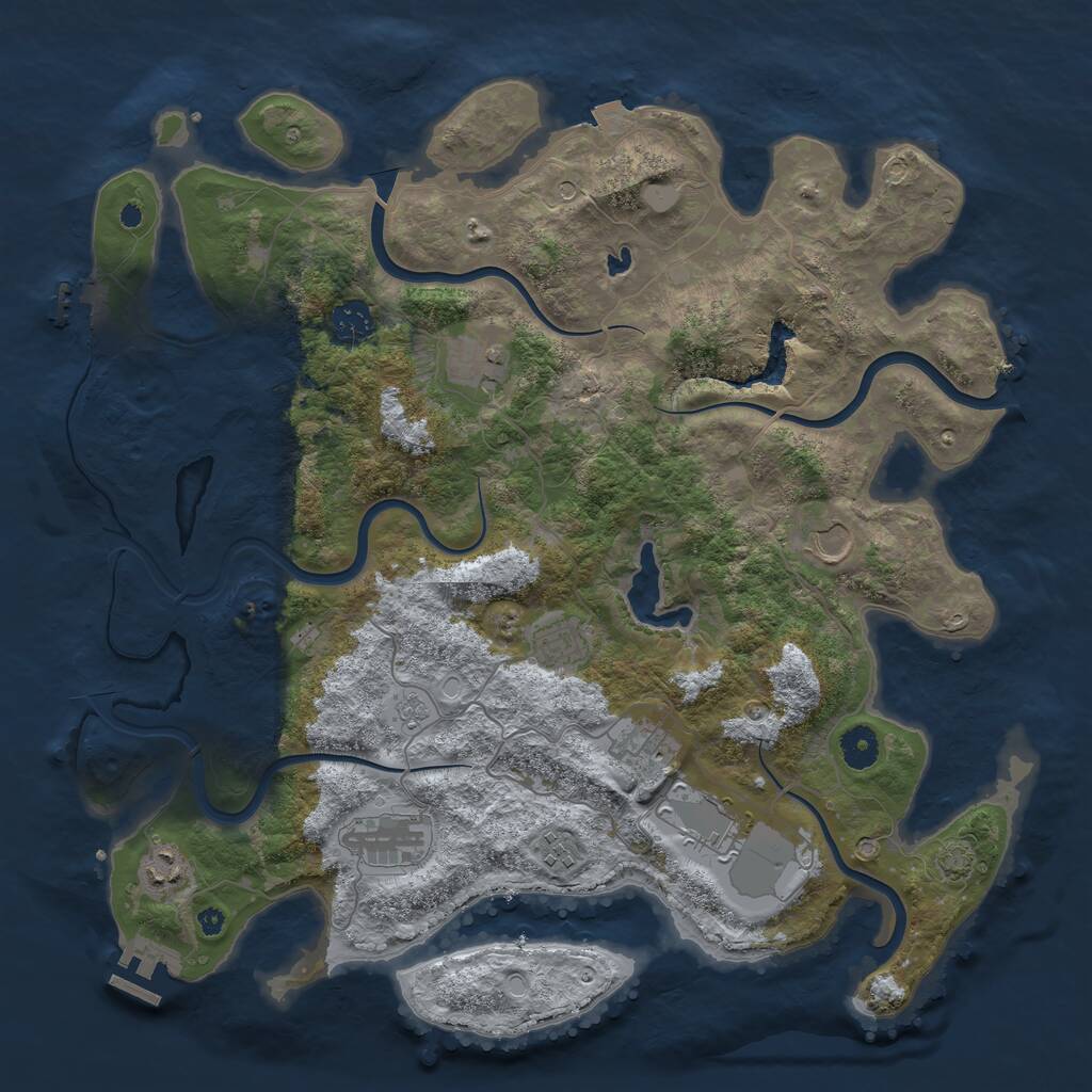 Rust Map: Procedural Map, Size: 4050, Seed: 1919150766, 15 Monuments