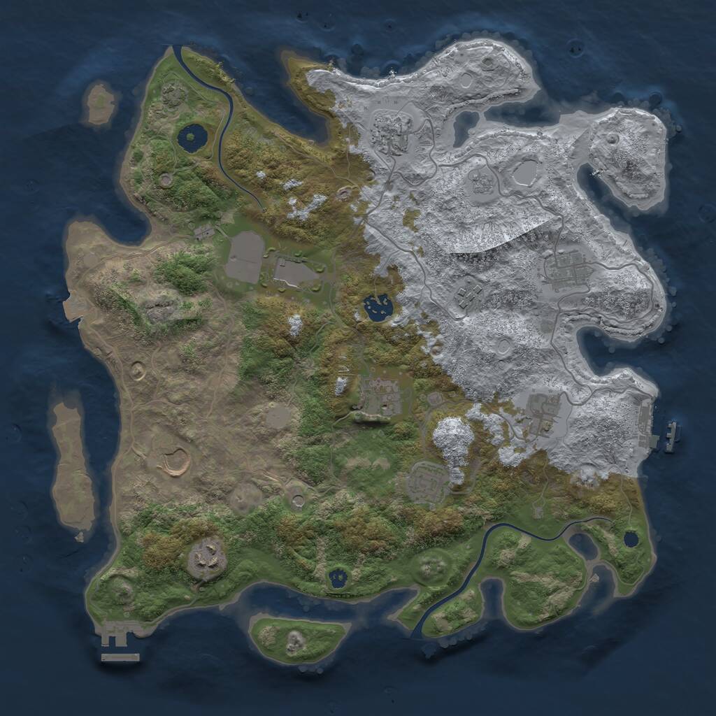 Rust Map: Procedural Map, Size: 3800, Seed: 1814031028, 16 Monuments