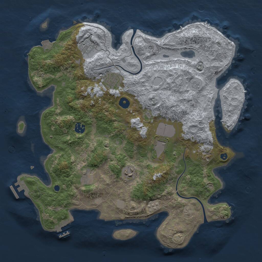 Rust Map: Procedural Map, Size: 3700, Seed: 129022861, 14 Monuments