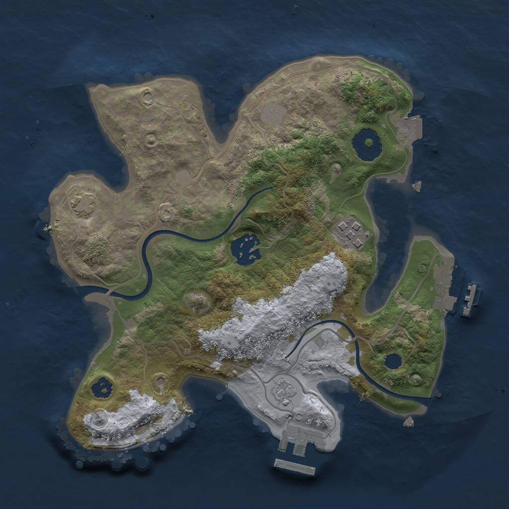Rust Map: Procedural Map, Size: 2500, Seed: 907200962, 7 Monuments