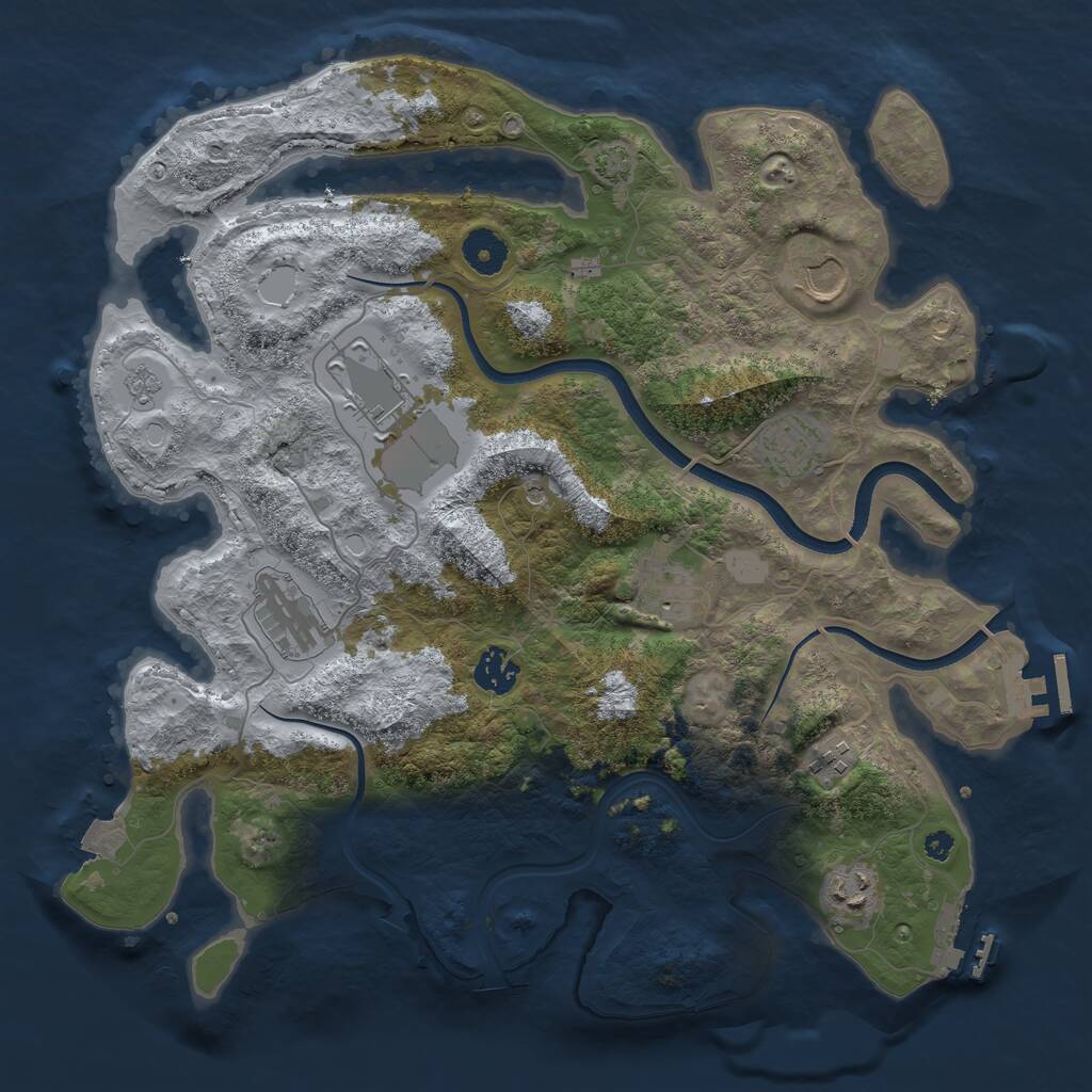 Rust Map: Procedural Map, Size: 3700, Seed: 1285623880, 14 Monuments