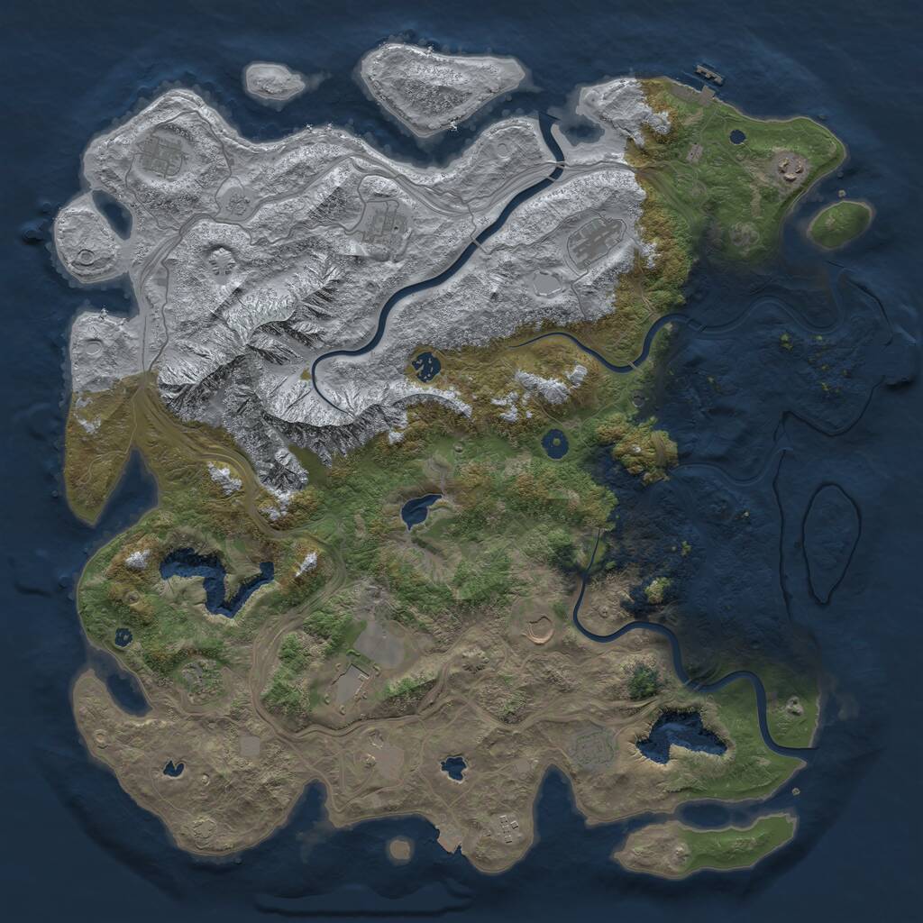 Rust Map: Procedural Map, Size: 5000, Seed: 480992309, 17 Monuments