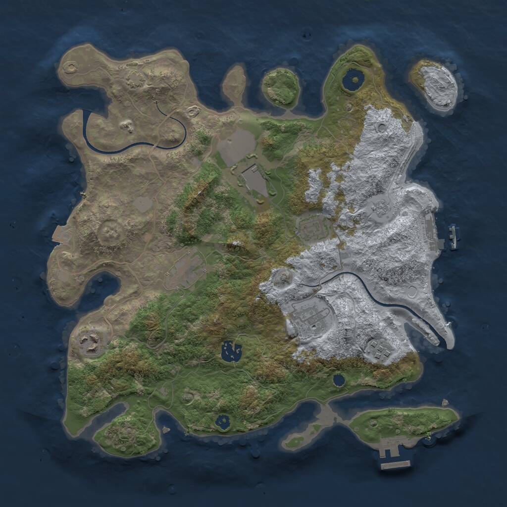 Rust Map: Procedural Map, Size: 3500, Seed: 43634636, 12 Monuments