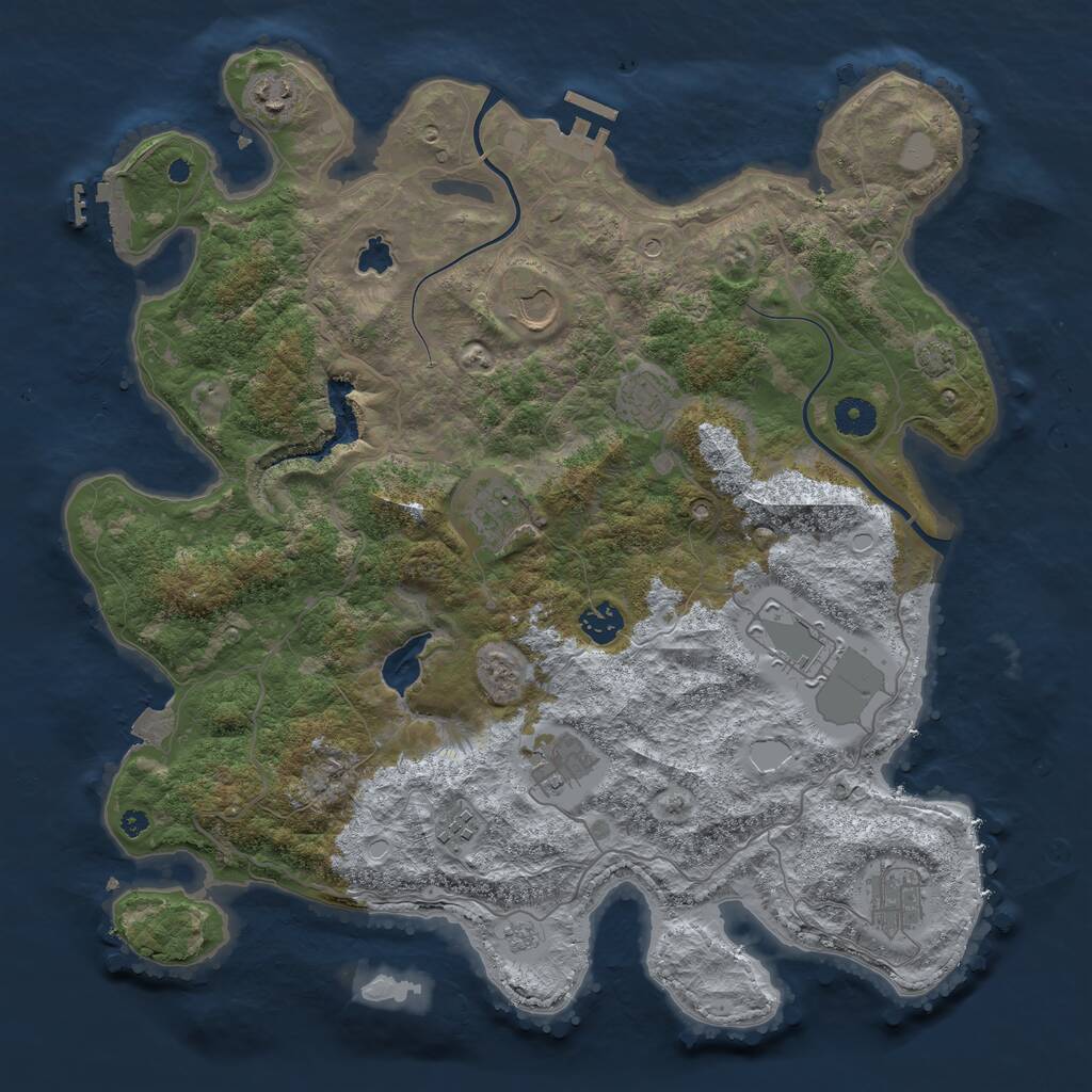 Rust Map: Procedural Map, Size: 4000, Seed: 25654, 15 Monuments