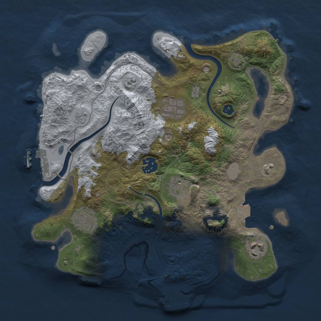 Rust Map: Procedural Map, Size: 3000, Seed: 2096605259, 12 Monuments