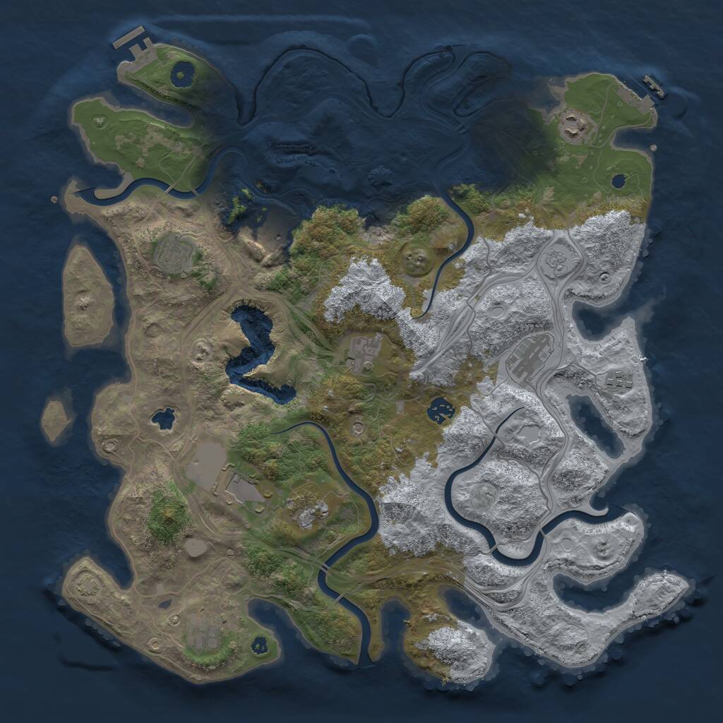 Rust Map: Procedural Map, Size: 4250, Seed: 1221517185, 16 Monuments