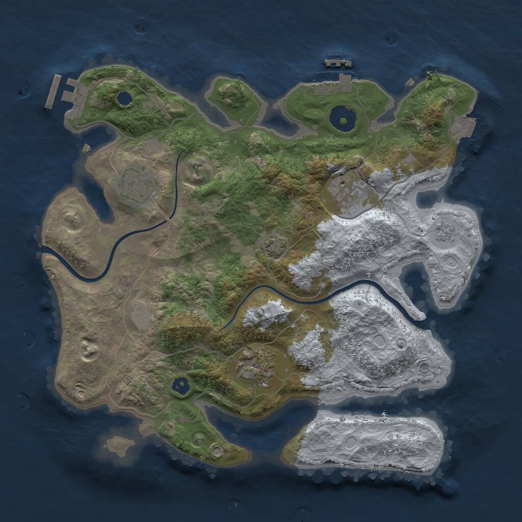 Rust Map: Procedural Map, Size: 3000, Seed: 25239, 8 Monuments