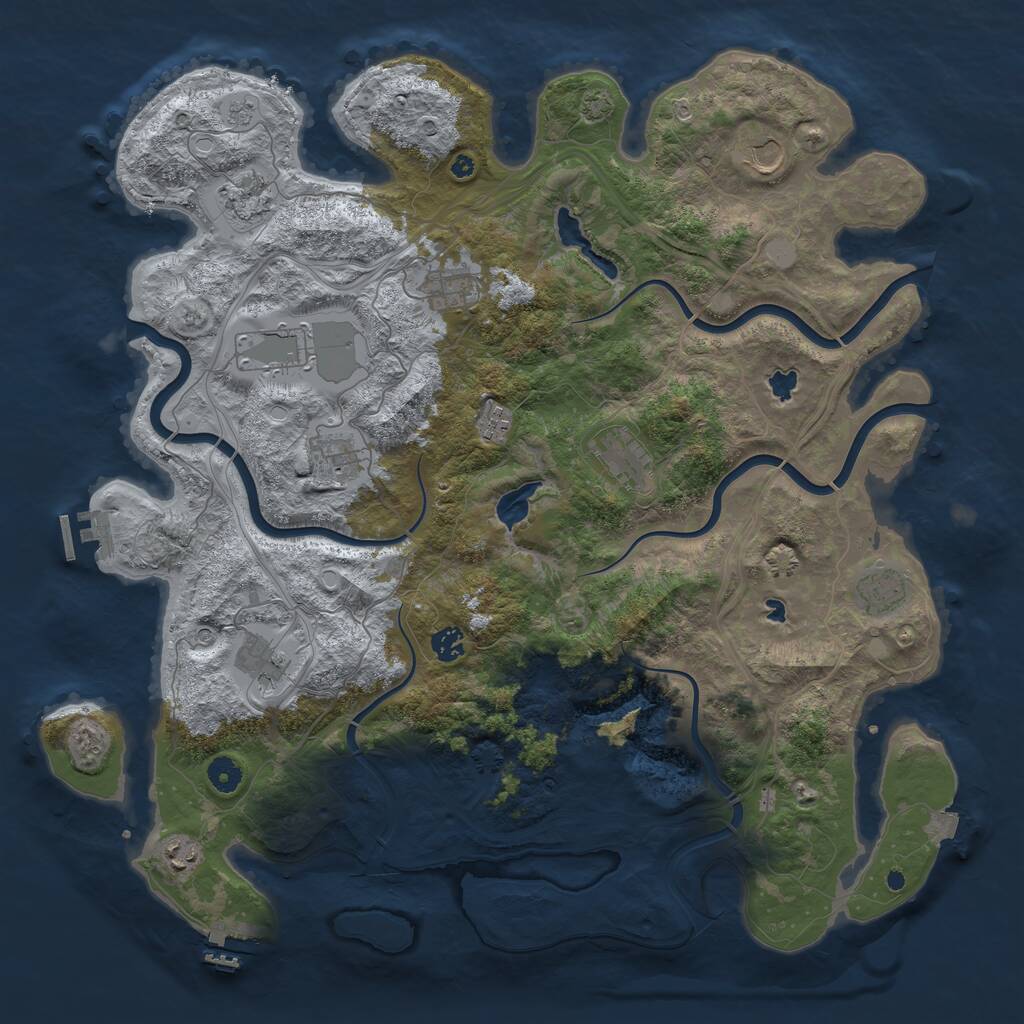 Rust Map: Procedural Map, Size: 4500, Seed: 12589934, 17 Monuments