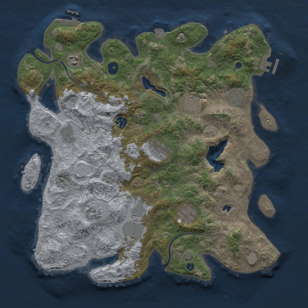 Rust Map: Procedural Map, Size: 4000, Seed: 197096472, 16 Monuments