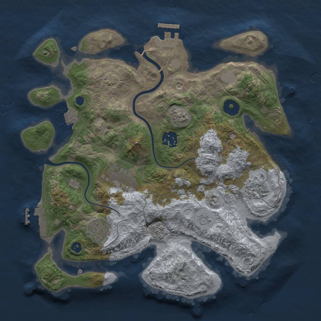 Rust Map: Procedural Map, Size: 3000, Seed: 344923313, 11 Monuments