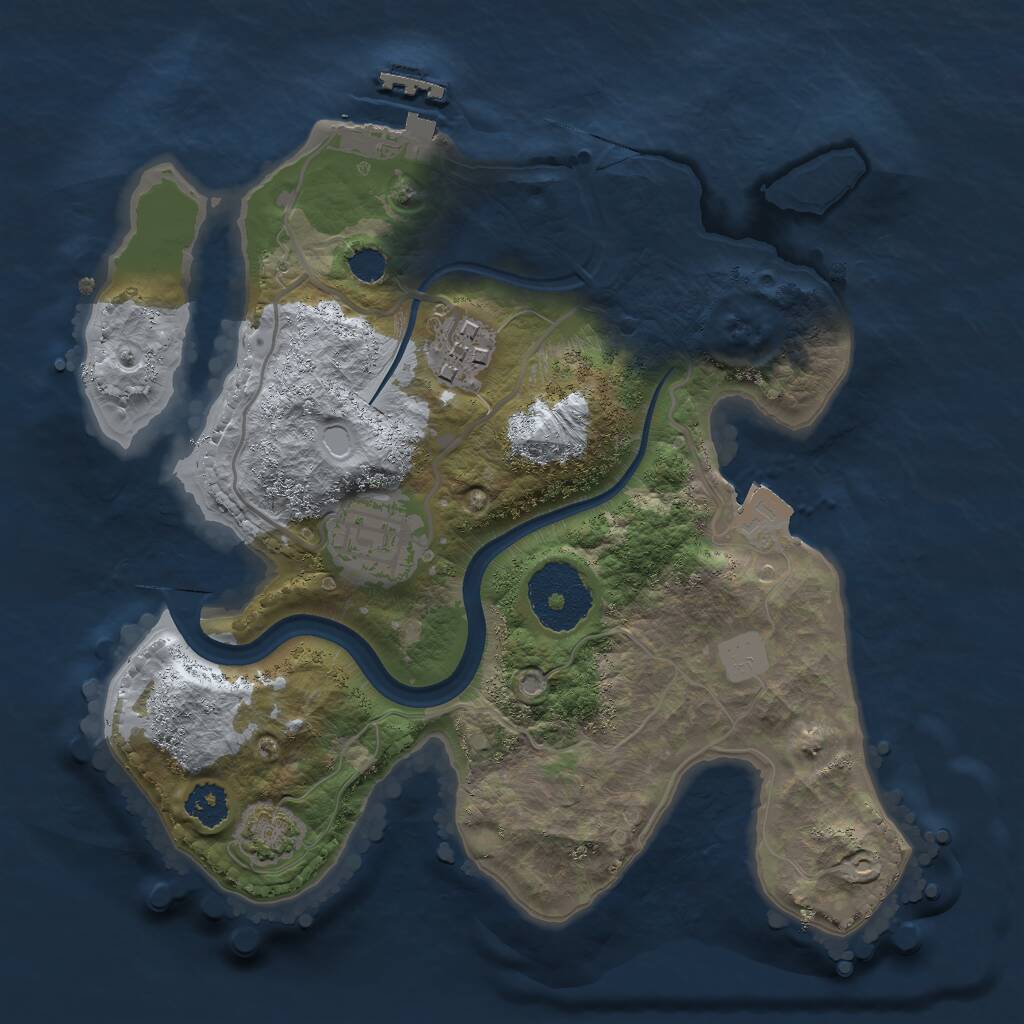 Rust Map: Procedural Map, Size: 2400, Seed: 1826796988, 5 Monuments