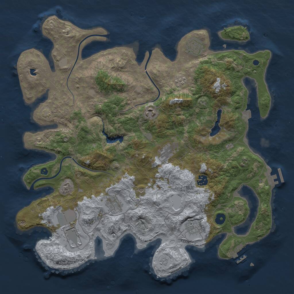 Rust Map: Procedural Map, Size: 4050, Seed: 75000, 14 Monuments