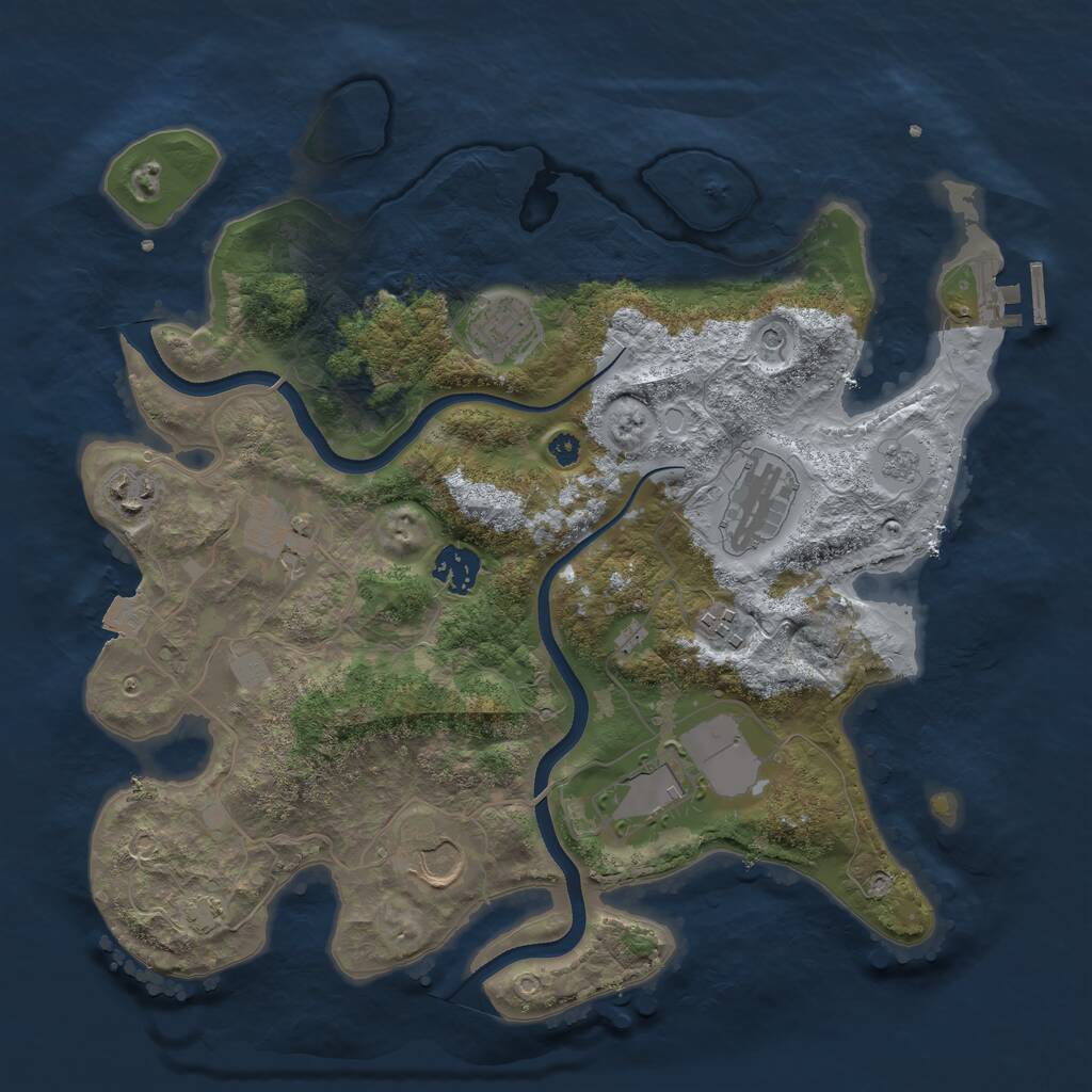 Rust Map: Procedural Map, Size: 3500, Seed: 557517598, 13 Monuments