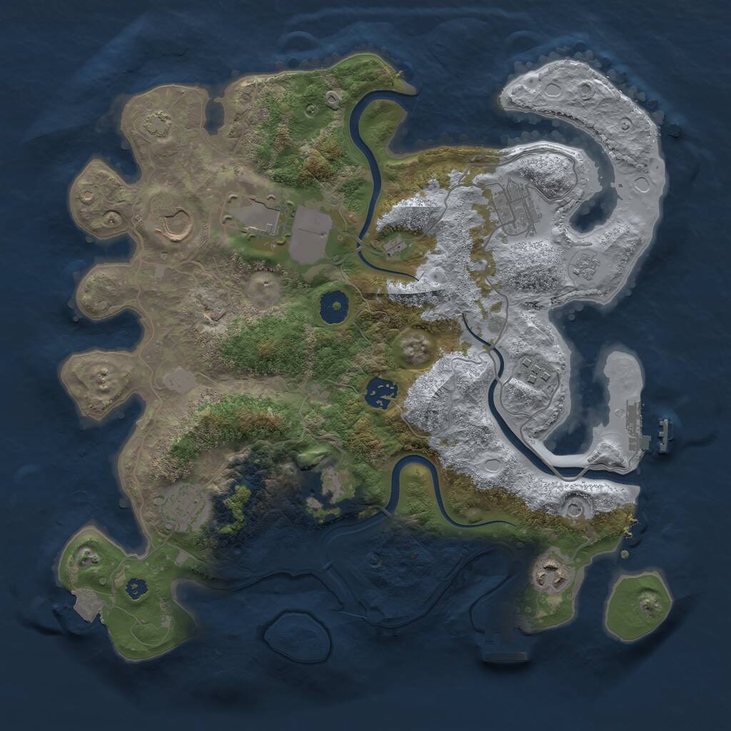 Rust Map: Procedural Map, Size: 3500, Seed: 36844760, 14 Monuments